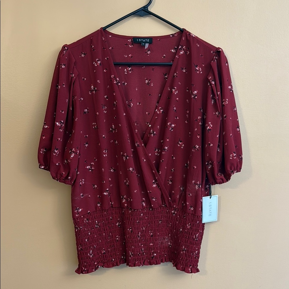1. State Women's Red Floral Top
